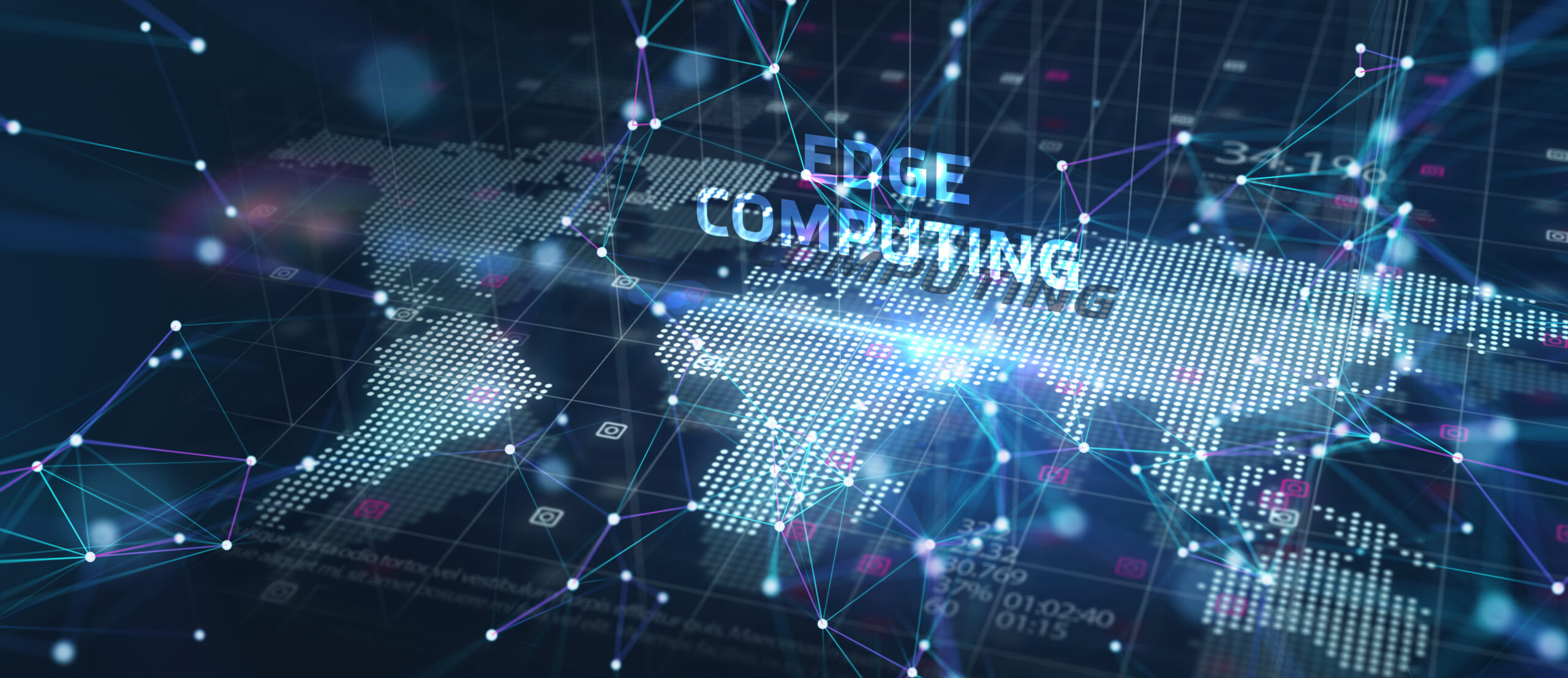 Edge computing modern IT technology on virtual screen. Business,